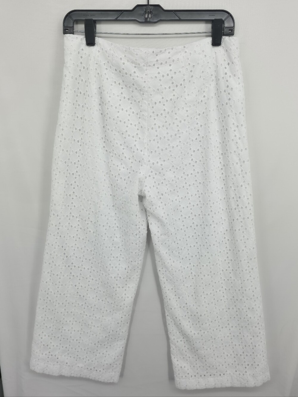 Ann Taylor Factory White Eyelet Cotton Straight Leg Crop Pants Lined Size 6 - Picture 9 of 15